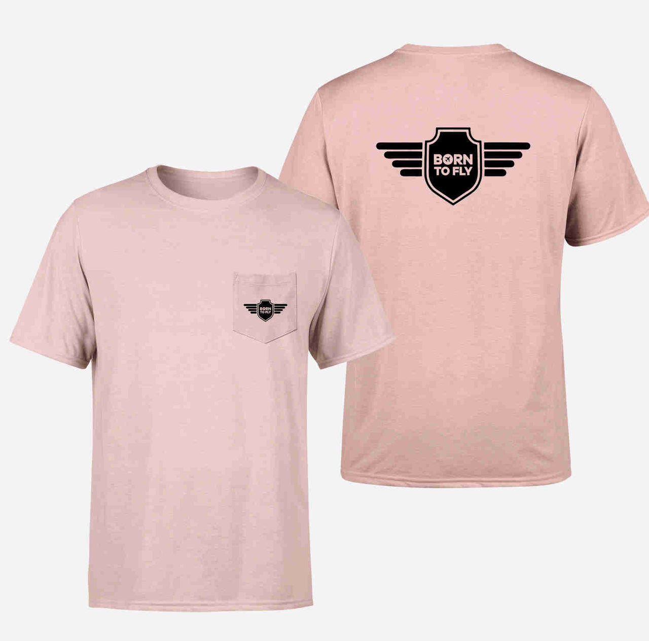 Born To Fly & Badge Designed Pocket T-Shirts