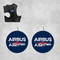 Thumbnail for Amazing Airbus A321neo Designed Wooden Drop Earrings