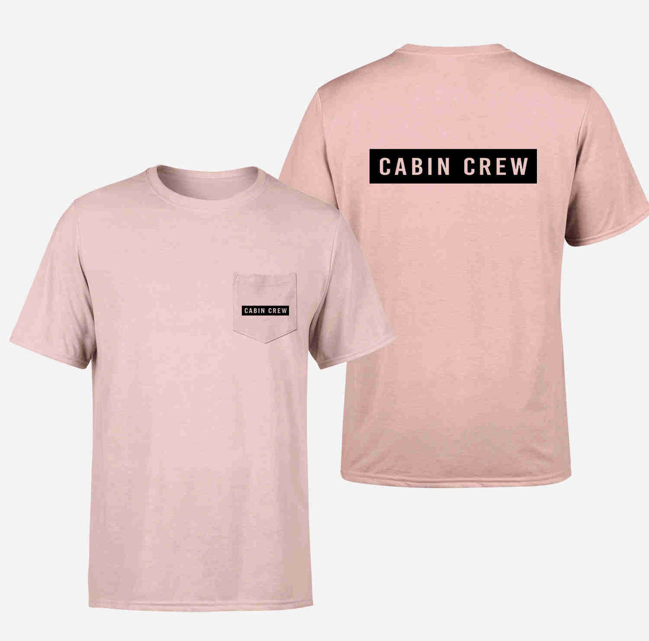 Cabin Crew Text Designed Pocket T-Shirts