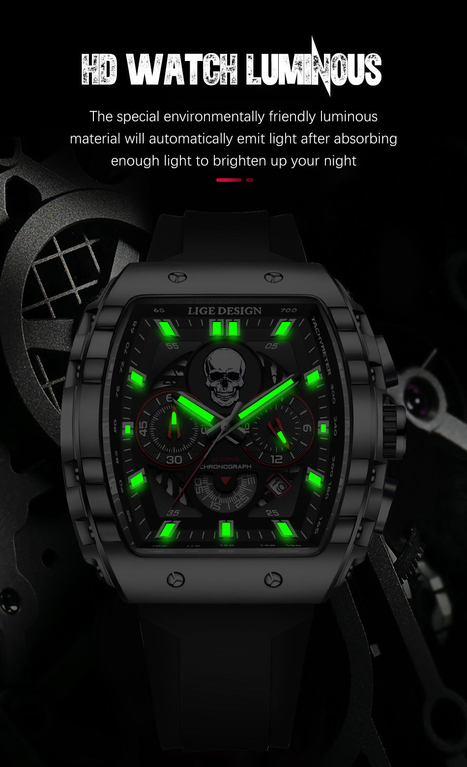 Waterproof Quartz Skeleton Skull Dial Sports Watches Watch