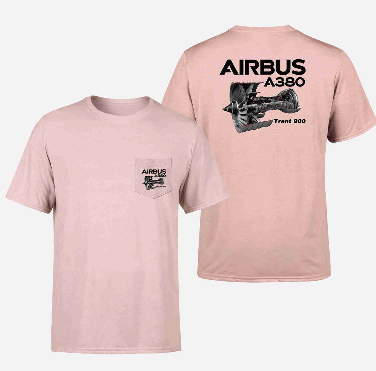 Airbus A380 & Trent 900 Engine Designed Pocket T-Shirts