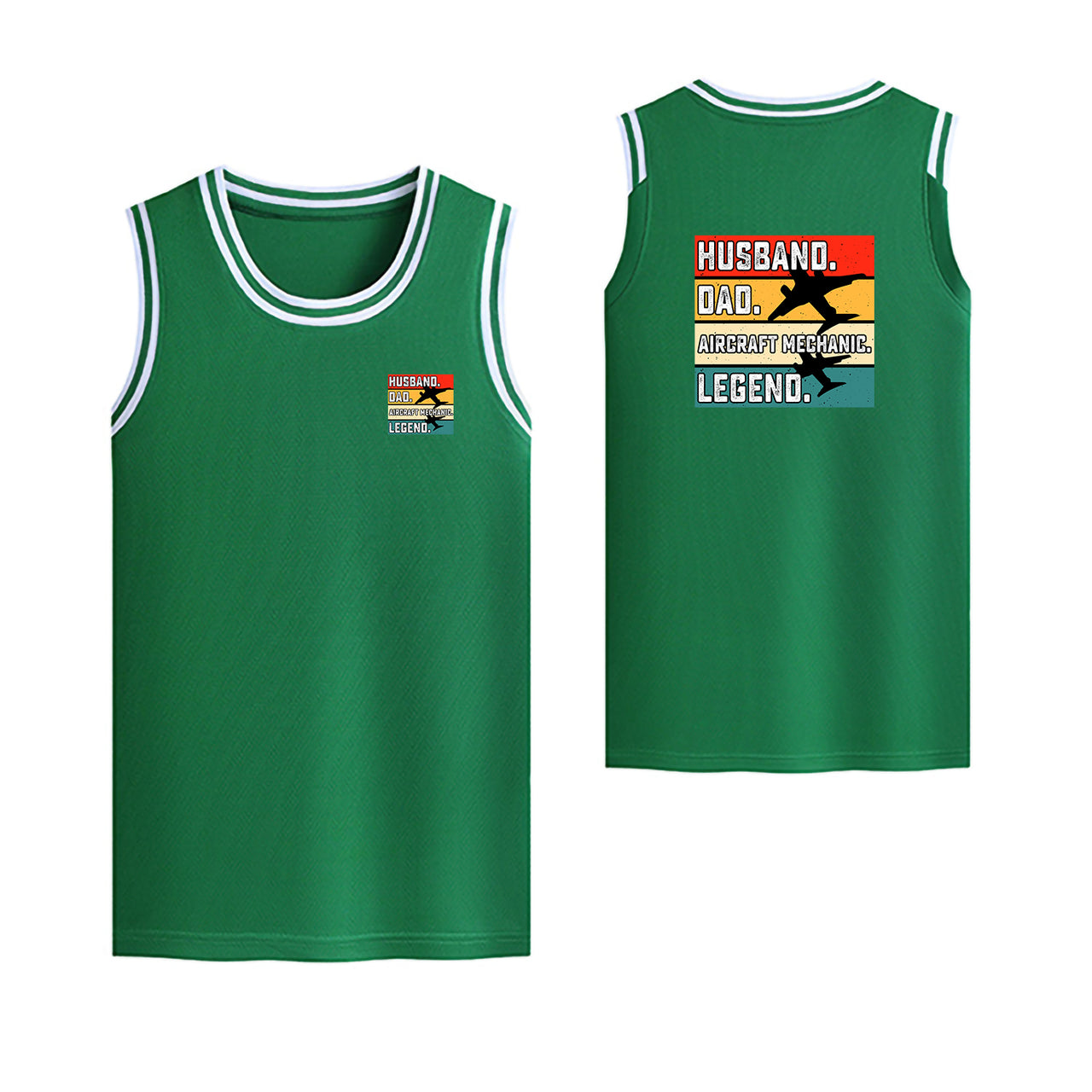 Husband & Dad & Aircraft Mechanic & Legend Designed Basketball Style Sports Tank Tops