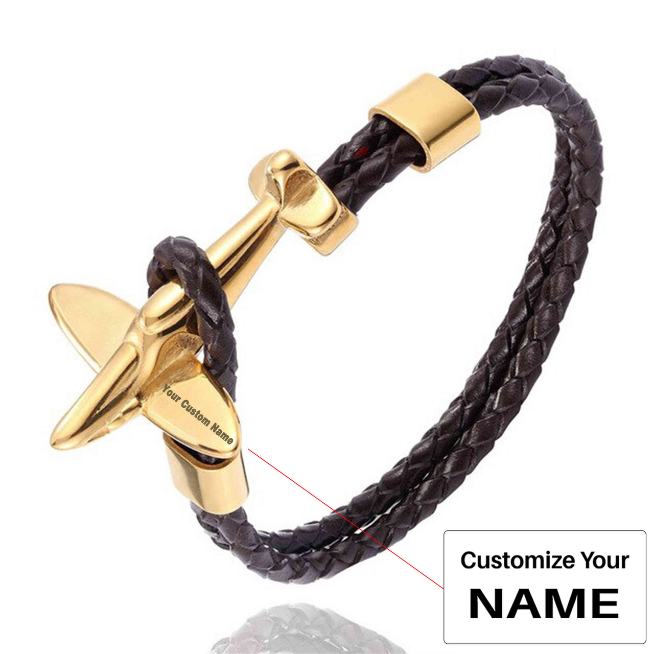 Small Airplane Designed Leather Bracelets