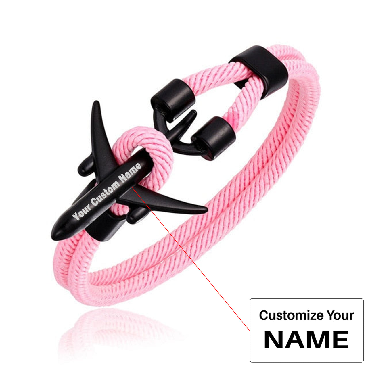 (Edition 2) Super Quality Stylish Airplane Shape Bracelets Black (Pure Colours)