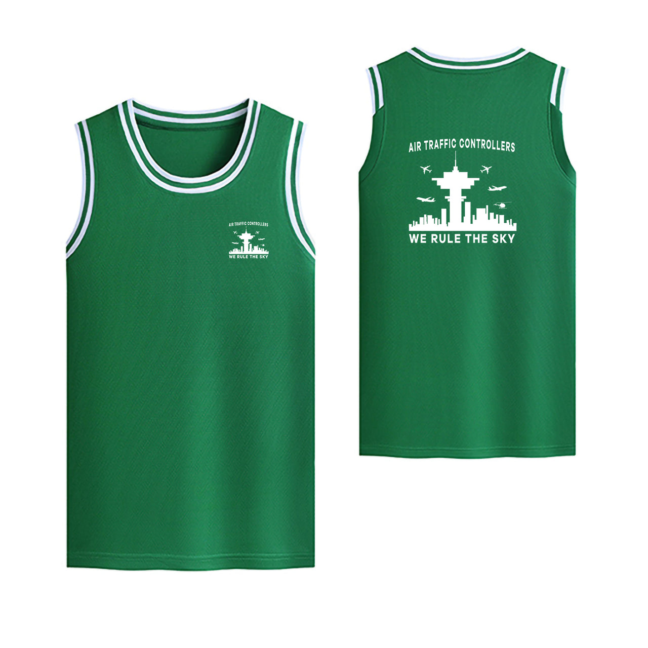 Air Traffic Controllers - We Rule The Sky Designed Basketball Style Sports Tank Tops