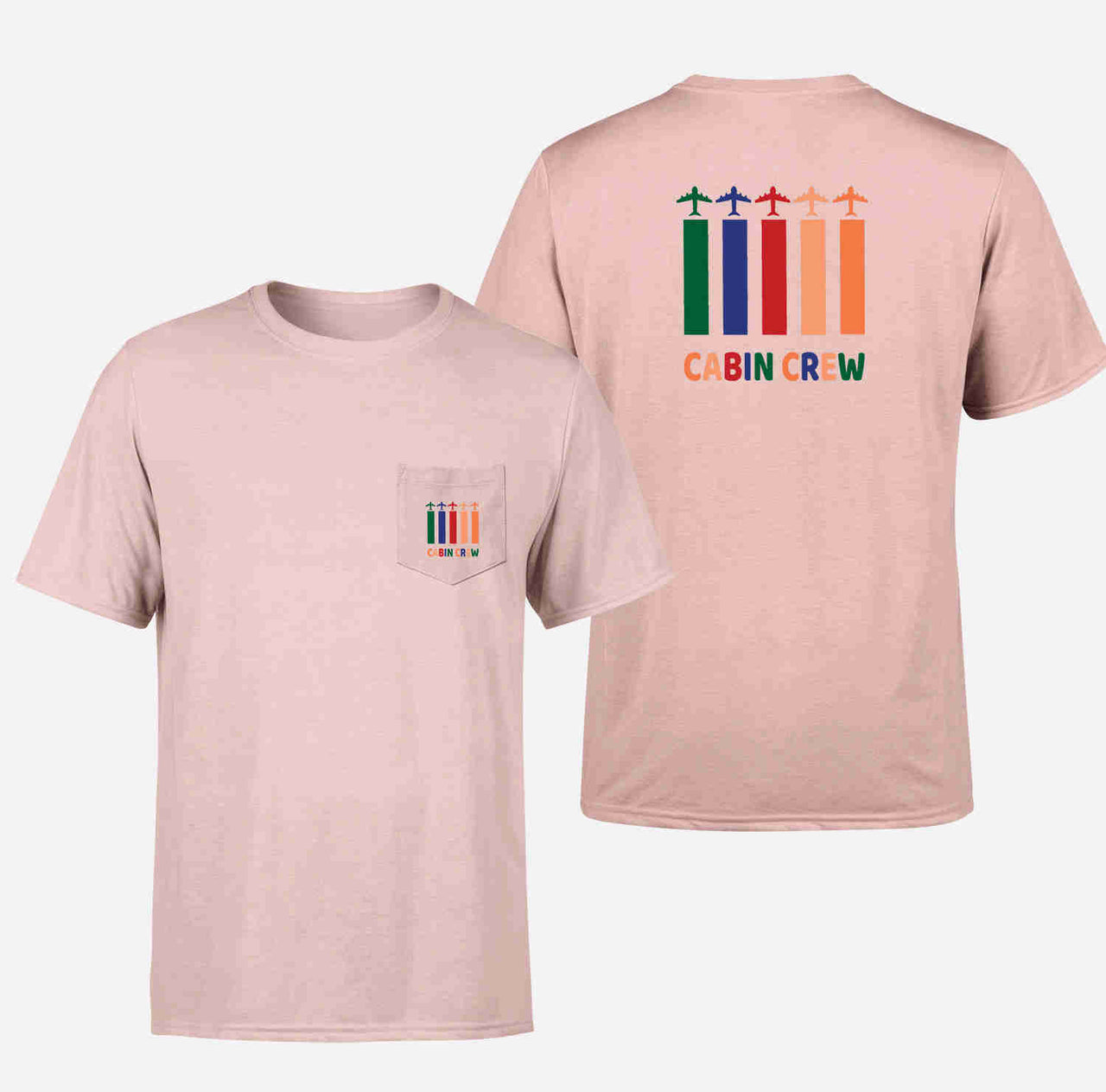 Colourful Cabin Crew Designed Pocket T-Shirts