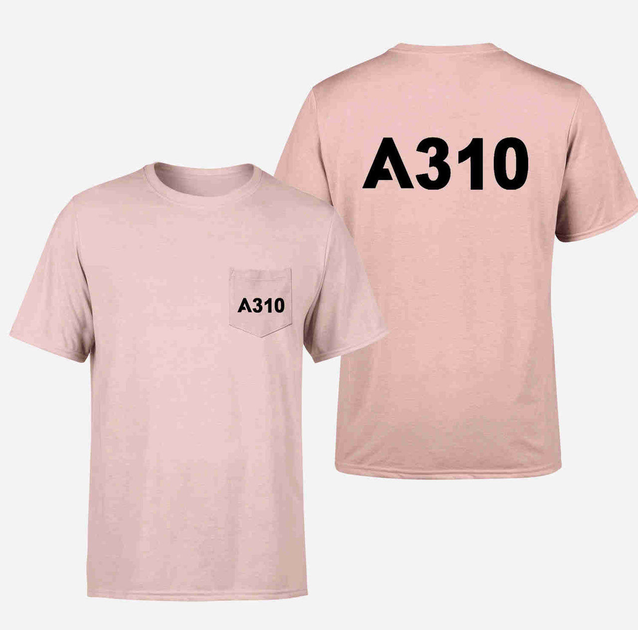 A310 Flat Text Designed Pocket T-Shirts