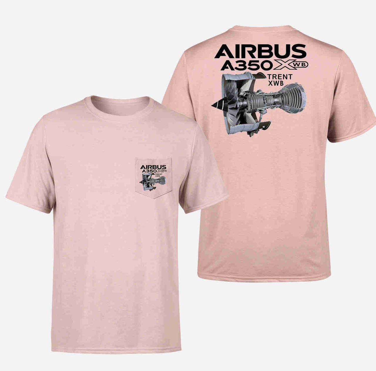 Airbus A350 & Trent Wxb Engine Designed Pocket T-Shirts