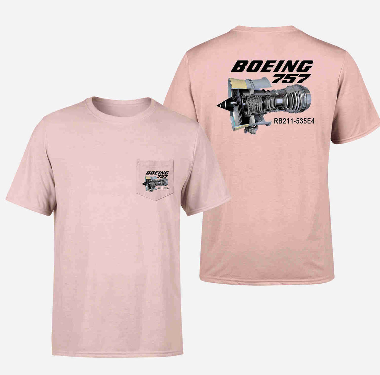 Boeing 757 & Rolls Royce Engine (RB211) Designed Pocket T-Shirts