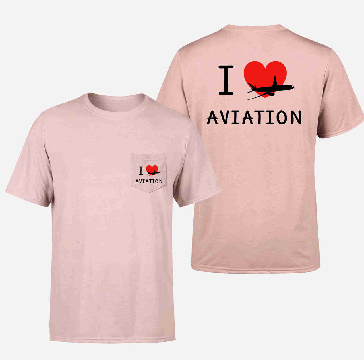 I Love Aviation Designed Pocket T-Shirts