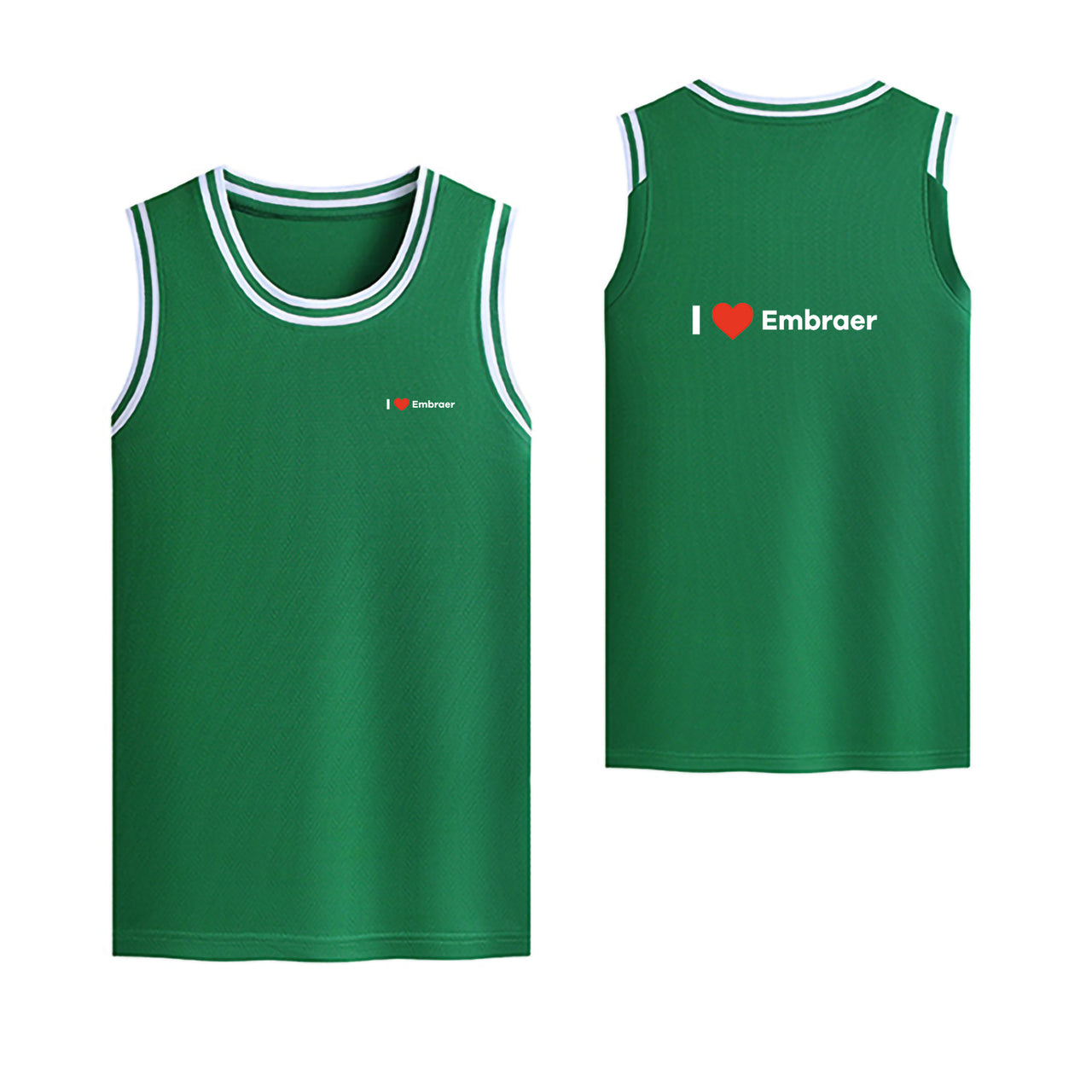 I Love Embraer Designed Basketball Style Sports Tank Tops