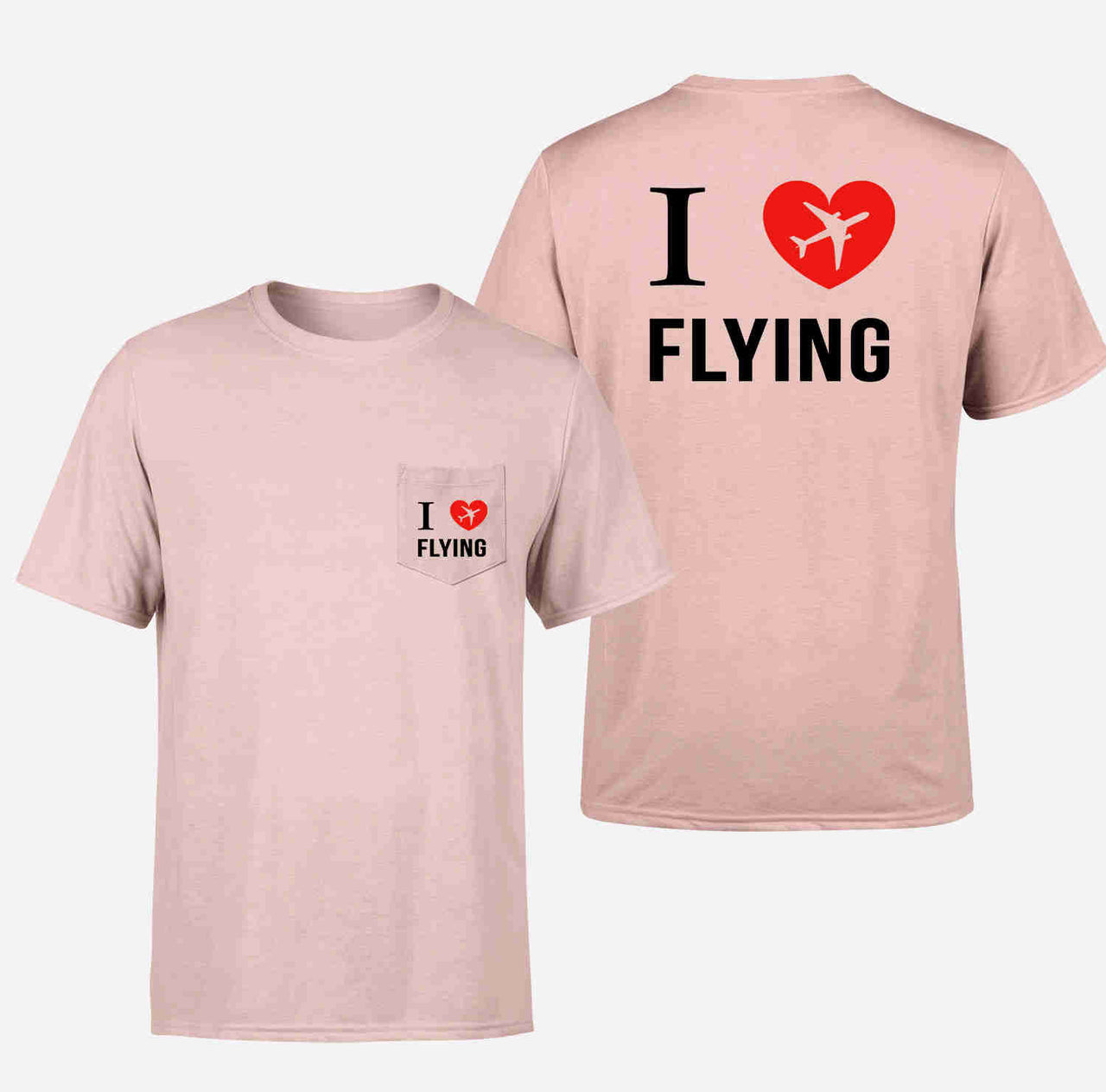 I Love Flying Designed Pocket T-Shirts