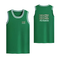 Thumbnail for I Fly Airplanes Designed Basketball Style Sports Tank Tops