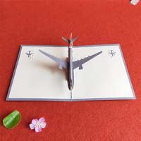 Thumbnail for Airplane Grey Paper Cuttings 3D greeting card