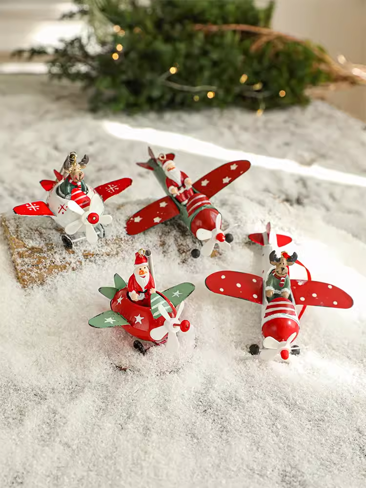 Flying Airplane Santa Claus  &Reindeer Claus  for Christmas Tree Didiseaon Ornaments