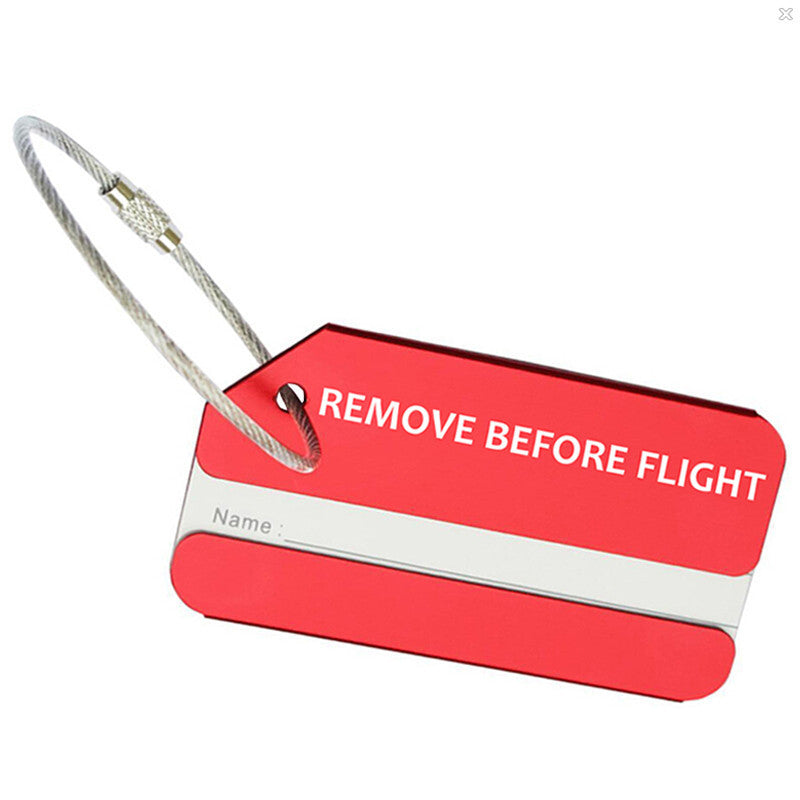 Remove Before Flight ID Tag  Aluminium Alloy Suitcase Tag Travel Labels Set With Steel Loop