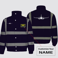 Thumbnail for Embraer E-190 Silhouette Plane Designed Reflective Winter Jackets