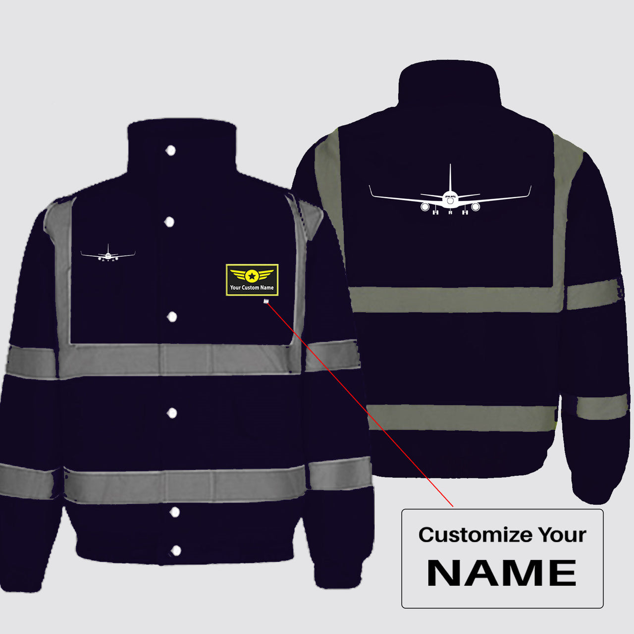 Boeing 767 Silhouette Designed Reflective Winter Jackets