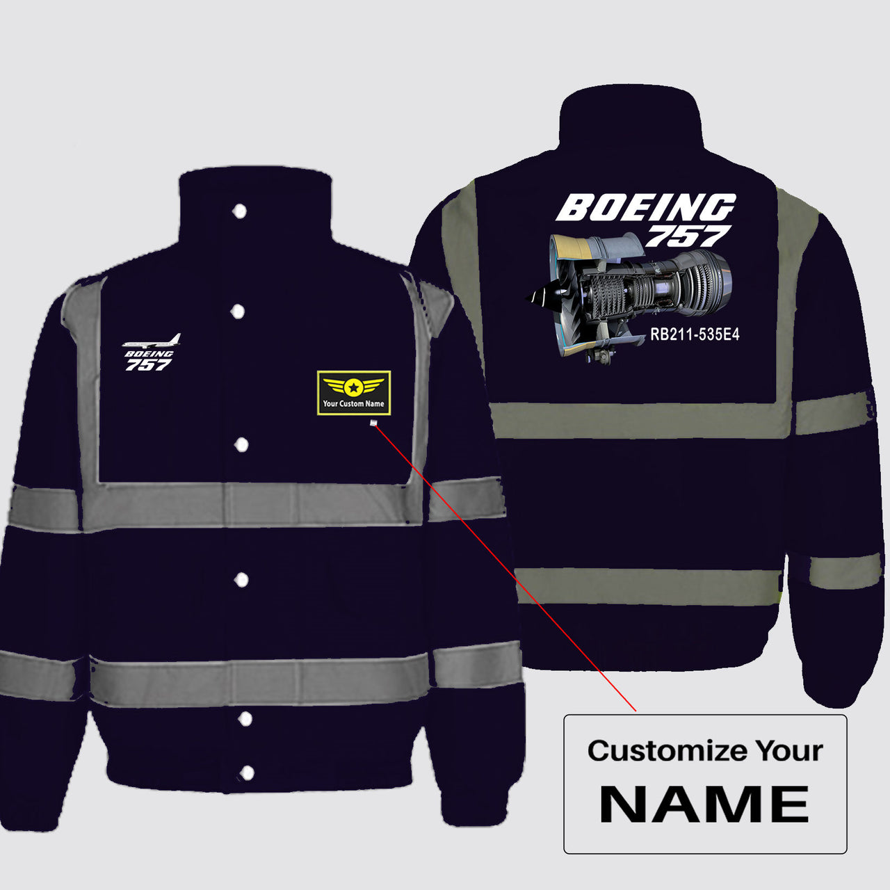 Boeing 757 & Rolls Royce Engine (RB211) Designed Reflective Winter Jackets