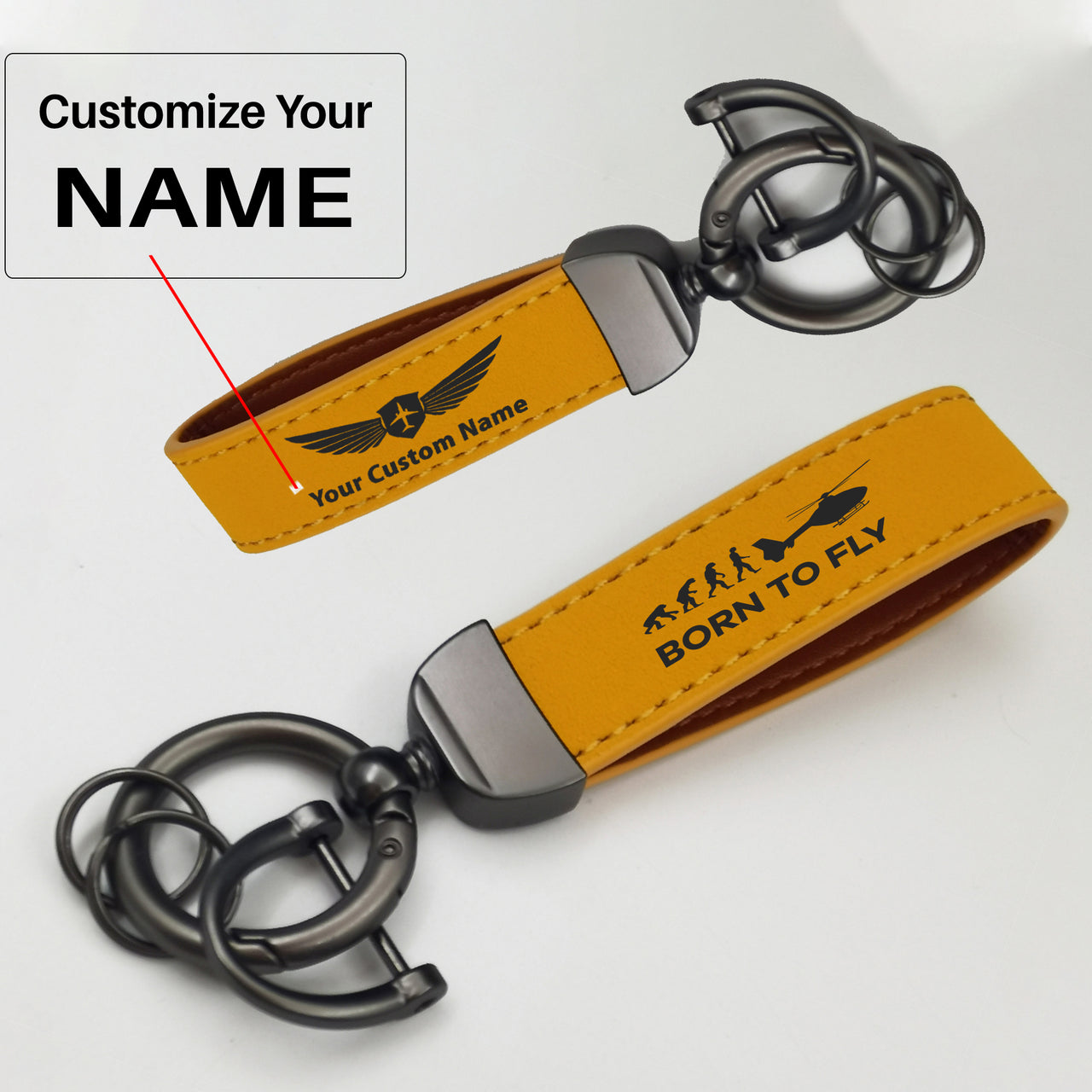 Born To Fly Helicopter Design Horseshoe Buckle Key Chains