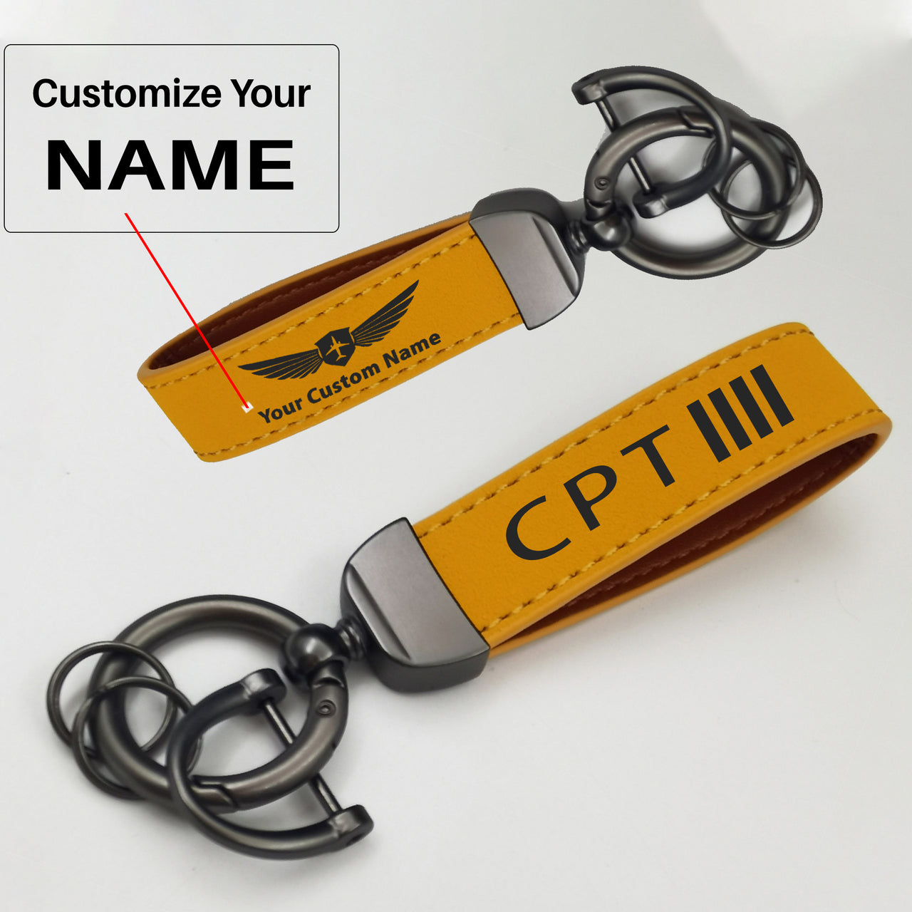 CPT & 4 Lines Design Horseshoe Buckle Key Chains