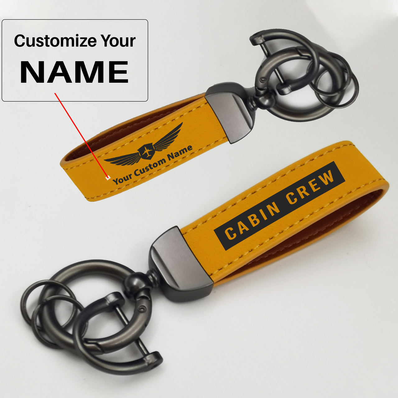 Cabin Crew Text Design Horseshoe Buckle Key Chains