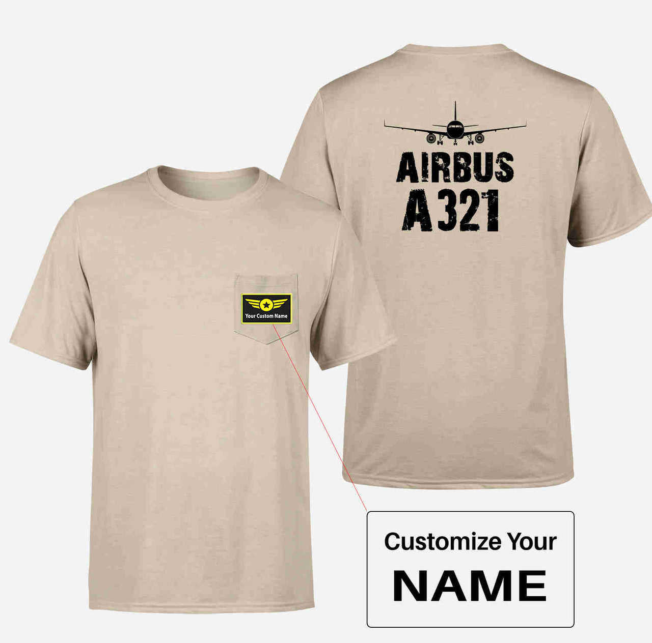 Airbus A321 & Plane Designed Pocket T-Shirts