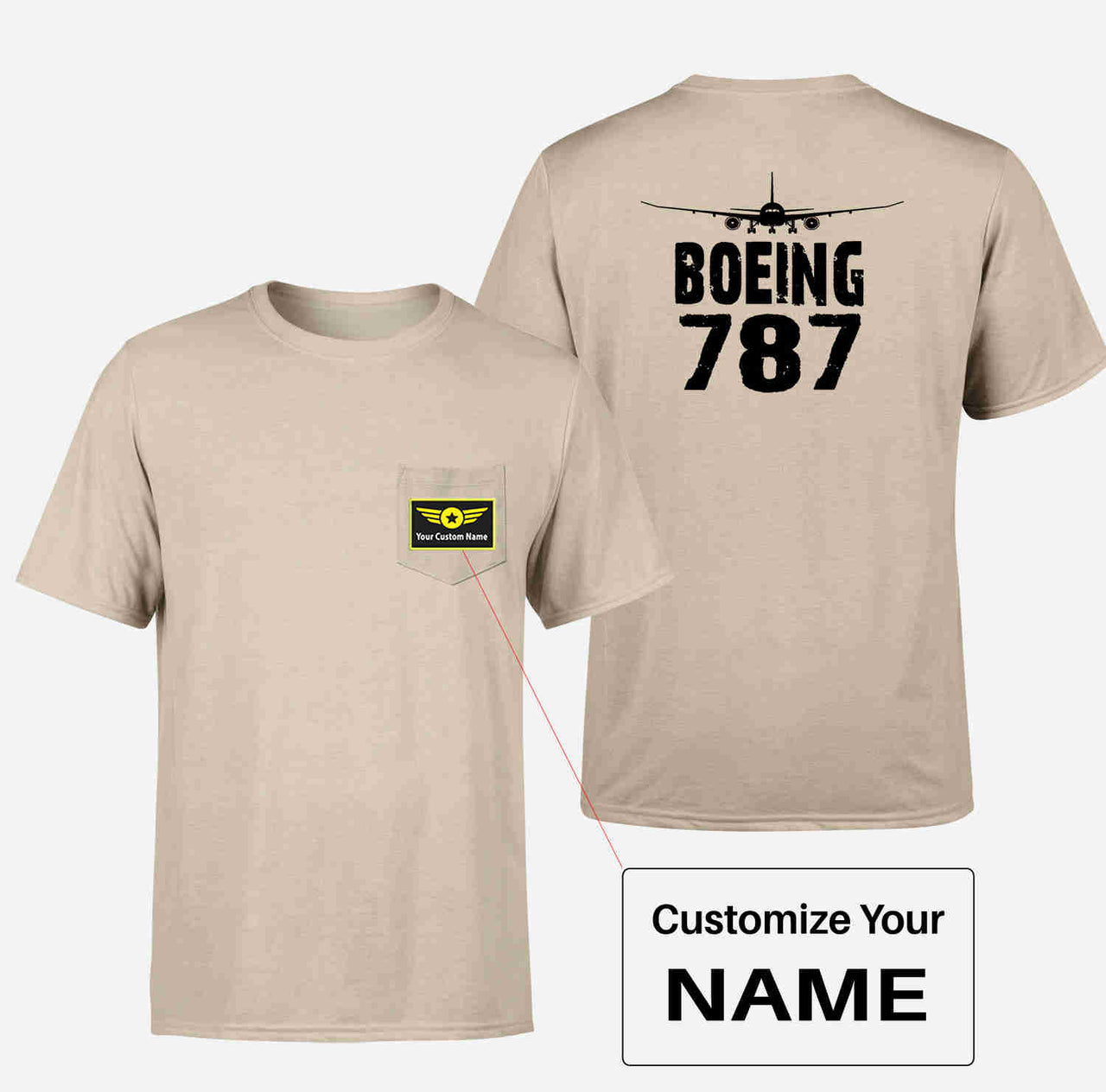 Boeing 787 & Plane Designed Pocket T-Shirts