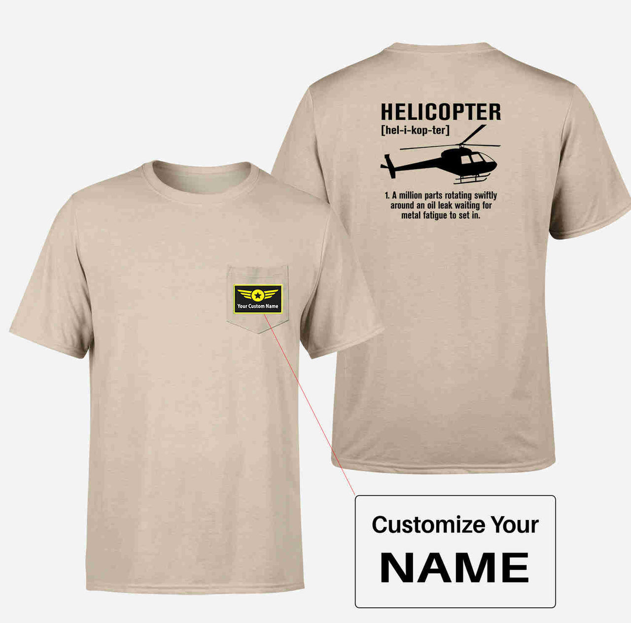 Helicopter [Noun] Designed Pocket T-Shirts