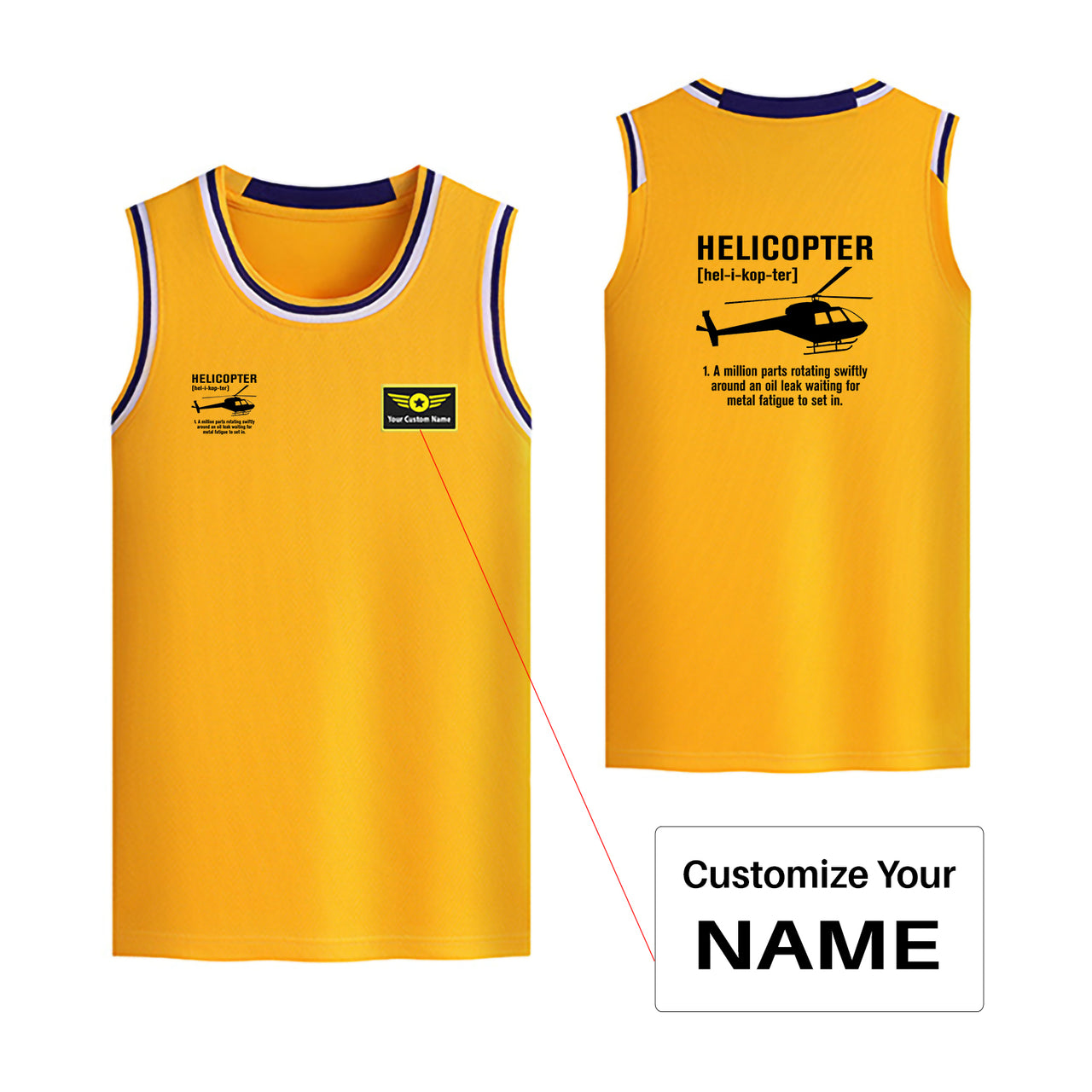 Helicopter [Noun] Designed Basketball Style Sports Tank Tops