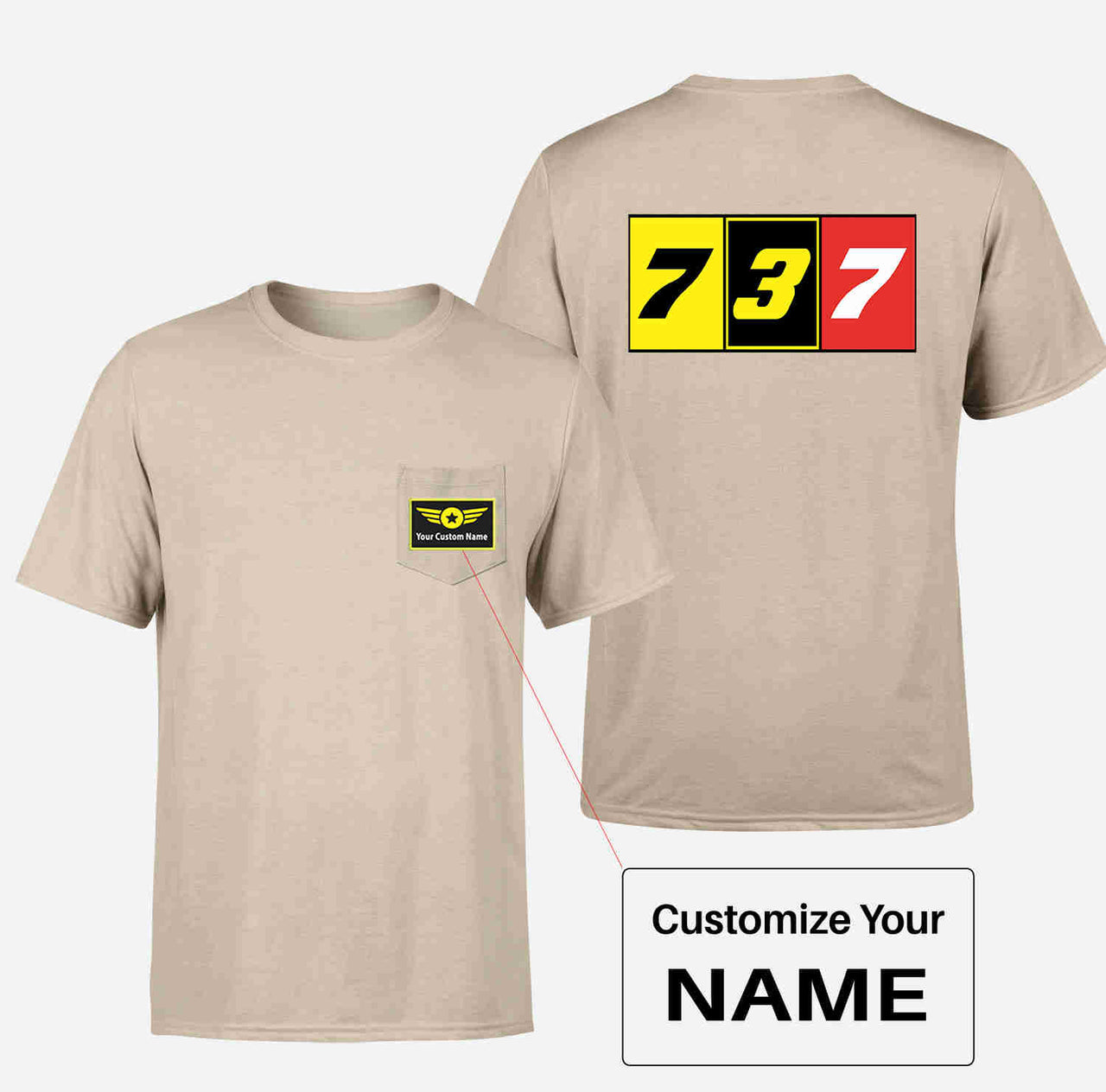 Flat Colourful 737 Designed Pocket T-Shirts