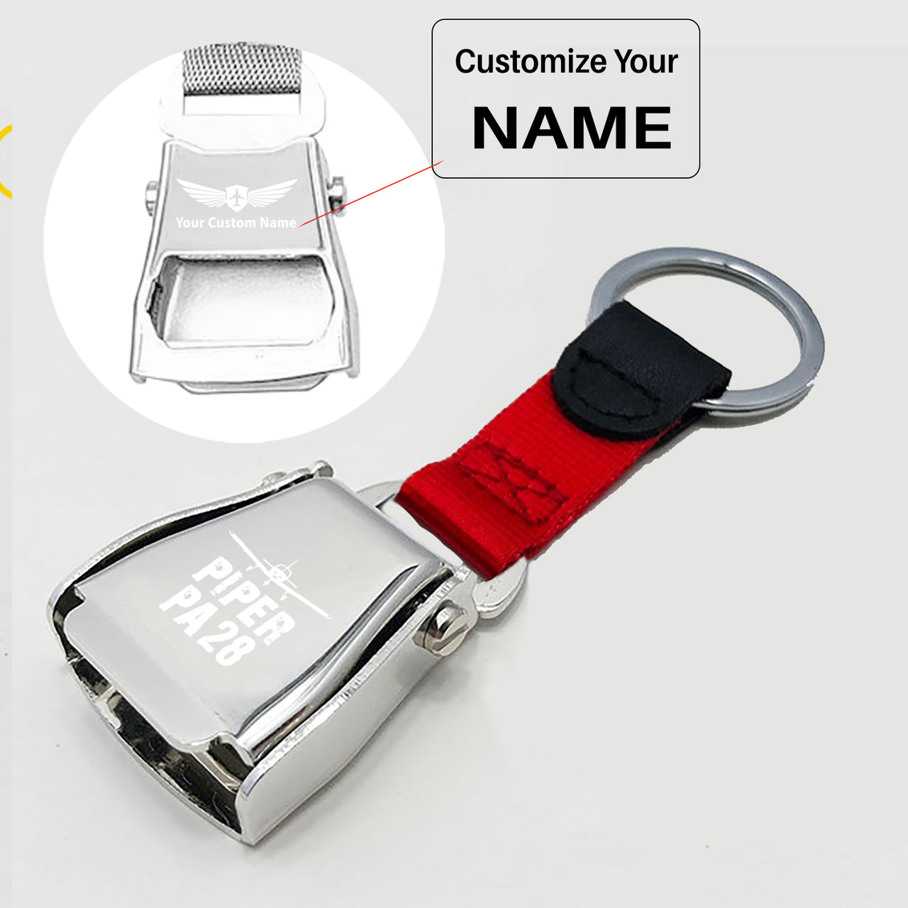 Piper PA28 & Plane Designed Airplane Seat Belt Key Chains