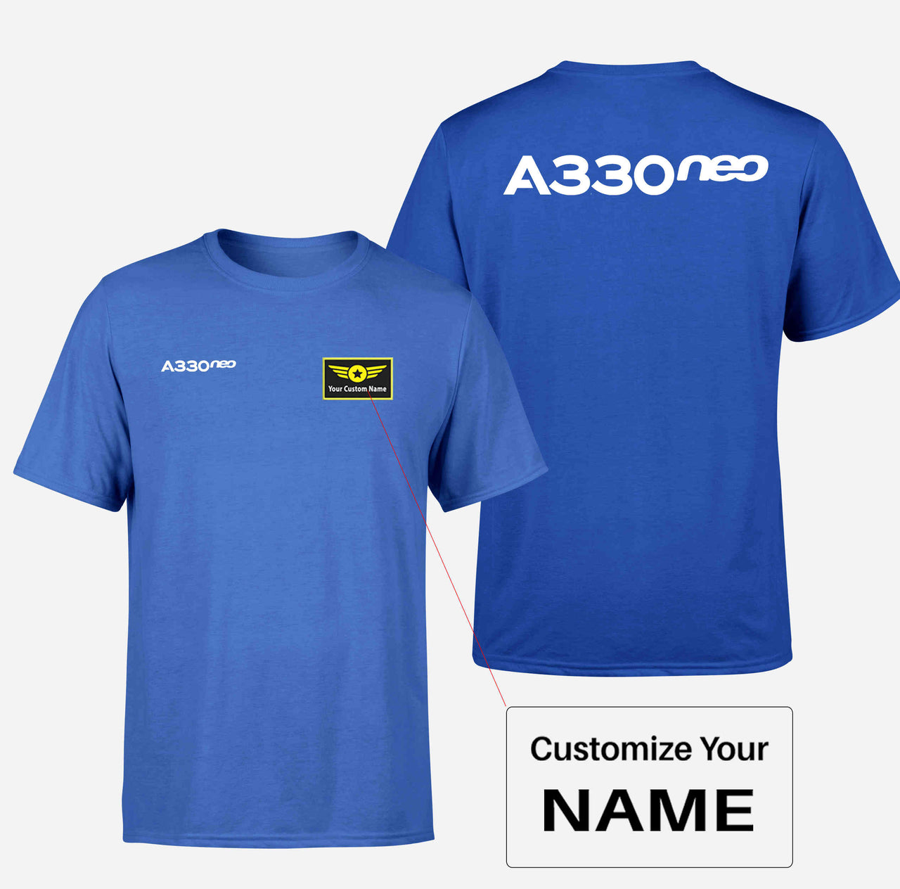 A330neo & Text Double-Side T-Shirts