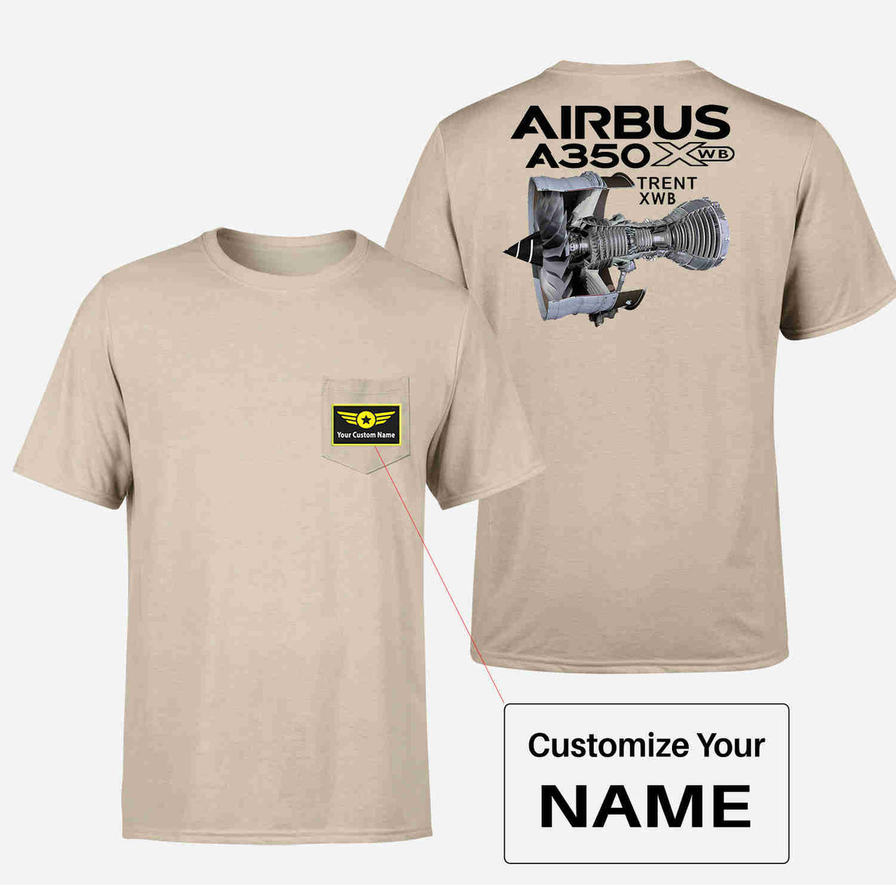 Airbus A350 & Trent Wxb Engine Designed Pocket T-Shirts