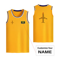 Thumbnail for Airplane Shape Aviation Alphabet Designed Basketball Style Sports Tank Tops