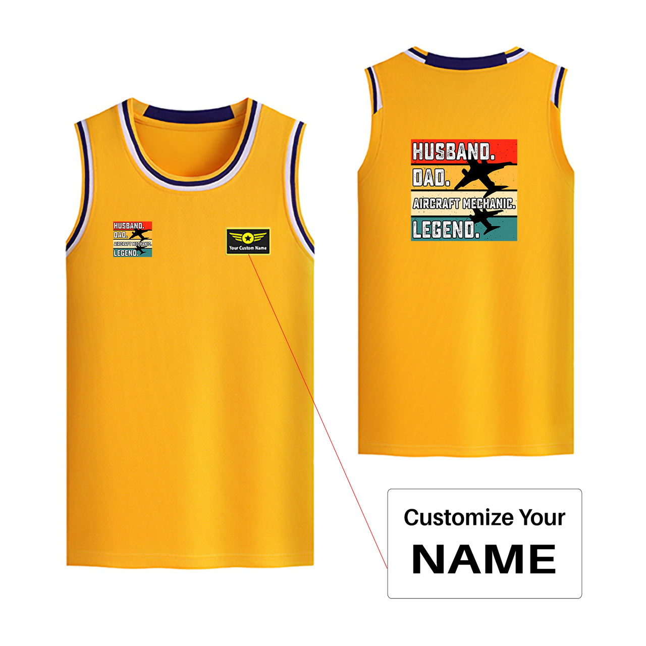 Husband & Dad & Aircraft Mechanic & Legend Designed Basketball Style Sports Tank Tops