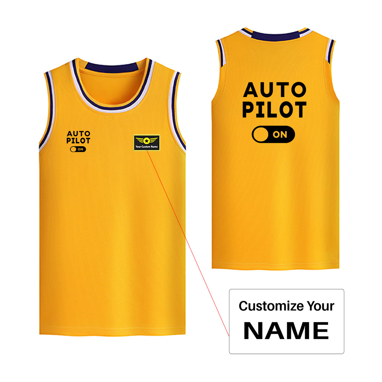 Auto Pilot ON Designed Basketball Style Sports Tank Tops