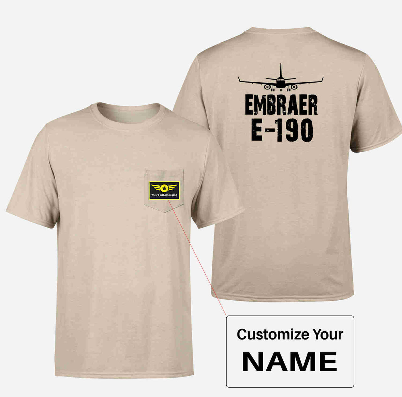 Embraer E-190 & Plane Designed Pocket T-Shirts