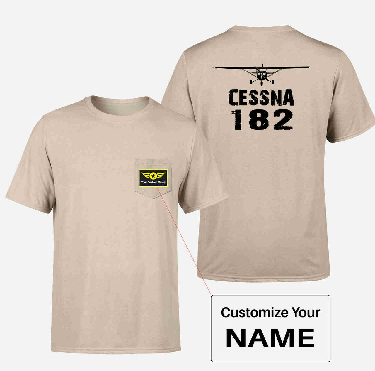 Cessna 182 & Plane Designed Pocket T-Shirts