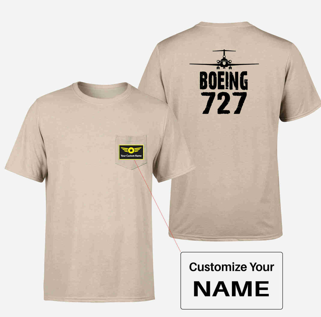 Boeing 727 & Plane Designed Pocket T-Shirts