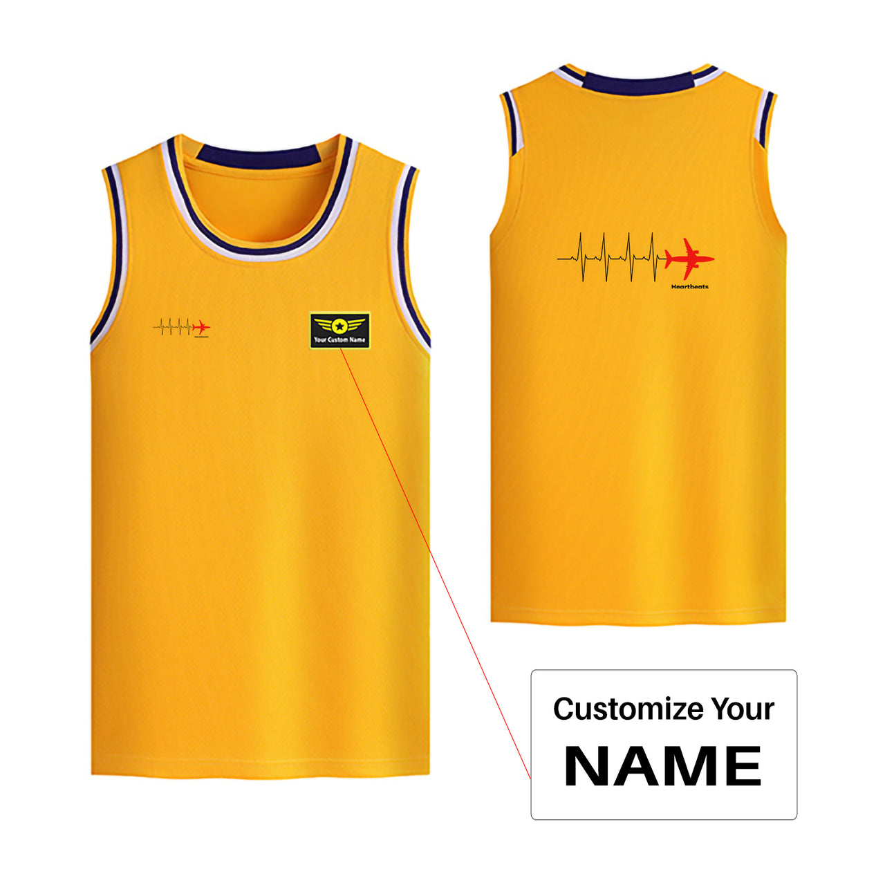 Aviation Heartbeats Designed Basketball Style Sports Tank Tops