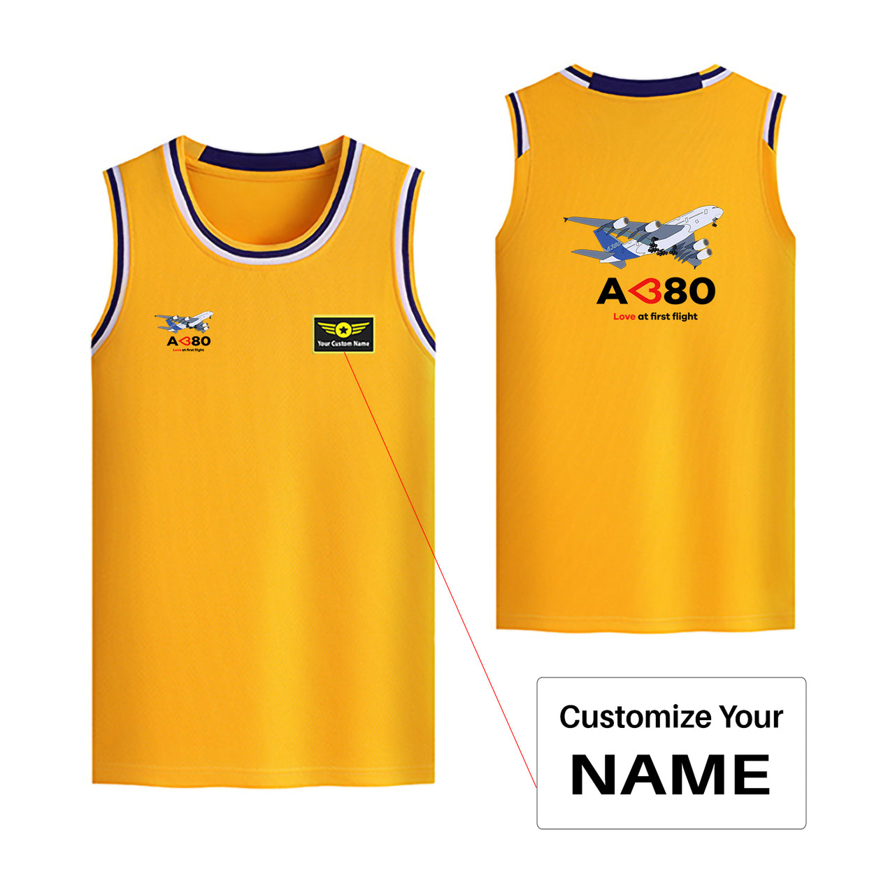 Airbus A380 Love at first flight Designed Basketball Style Sports Tank Tops