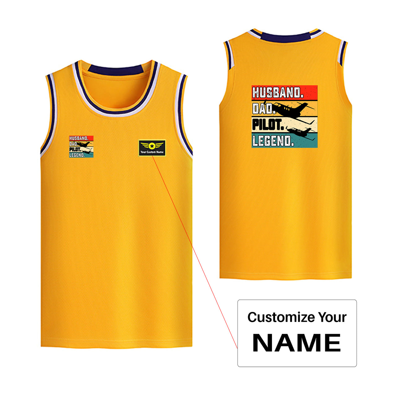 Husband & Dad & Pilot & Legend Designed Basketball Style Sports Tank Tops