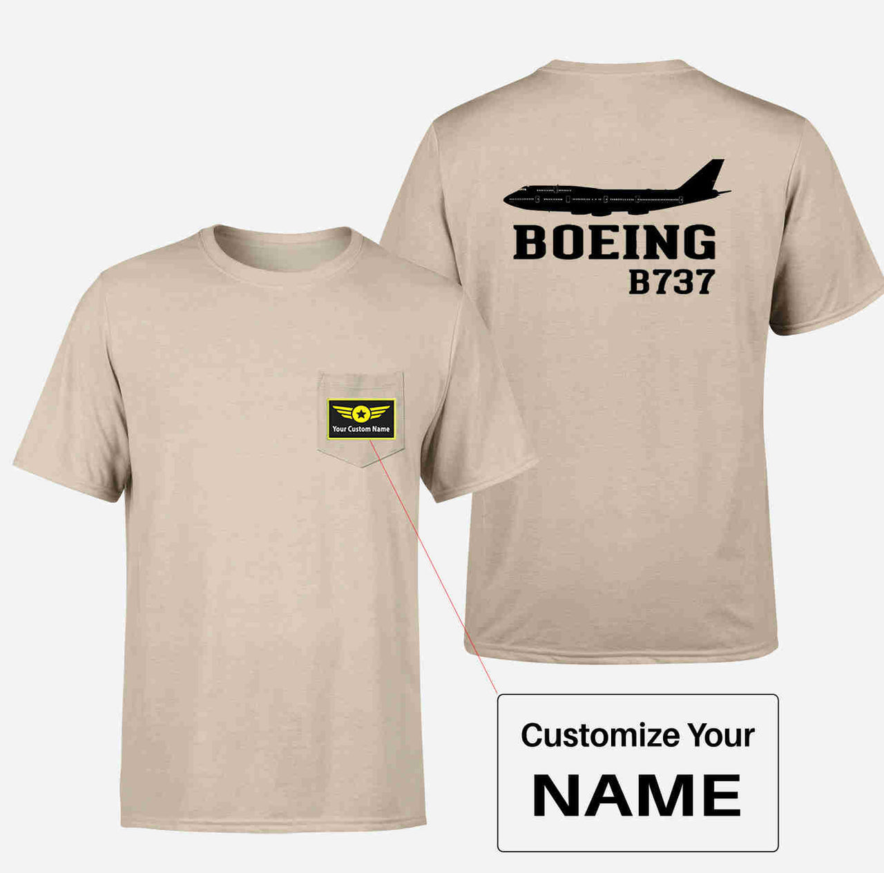 Boeing 737 Printed Designed Pocket T-Shirts