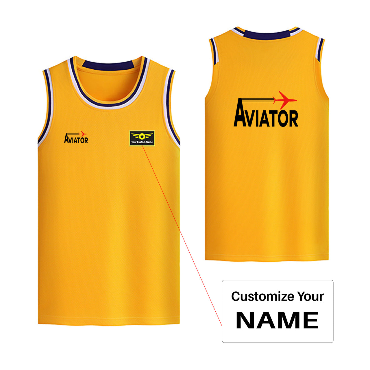 Aviator Designed Basketball Style Sports Tank Tops