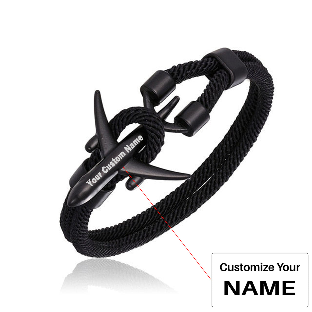 (Edition 2) Super Quality Stylish Airplane Shape Bracelets Black (Pure Colours)