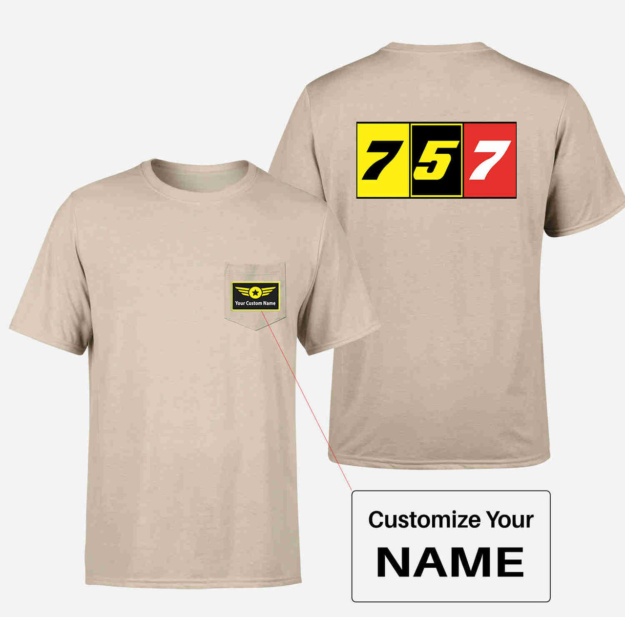 Flat Colourful 757 Designed Pocket T-Shirts