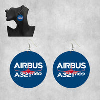 Thumbnail for Amazing Airbus A321neo Designed Wooden Drop Earrings