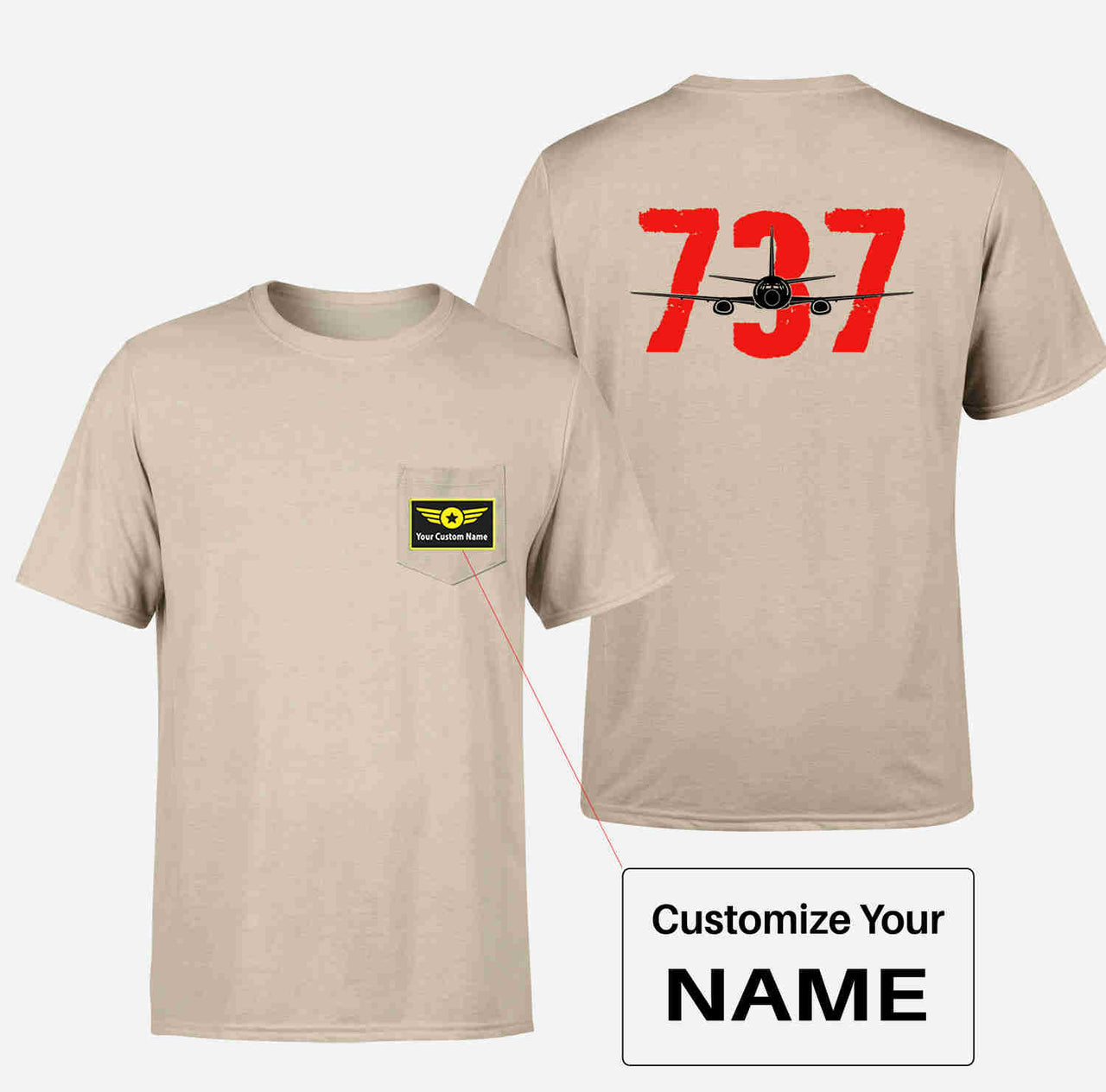 Boeing 737 Designed Designed Pocket T-Shirts