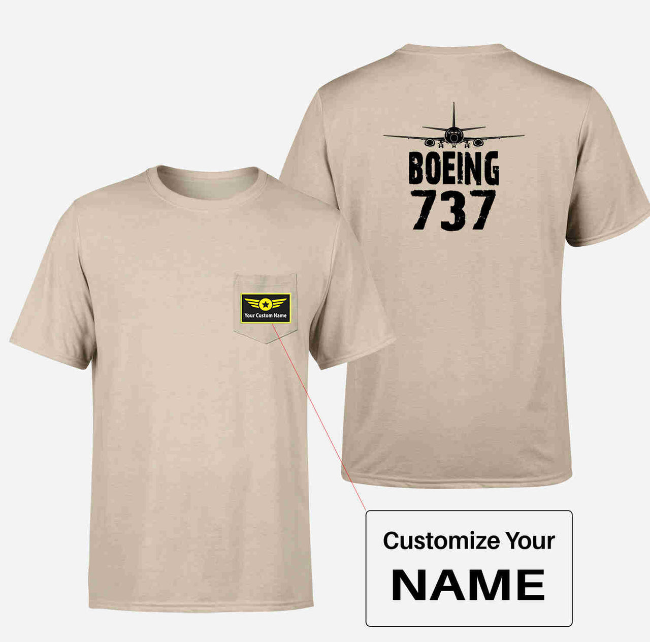 Boeing 737 & Plane Designed Pocket T-Shirts